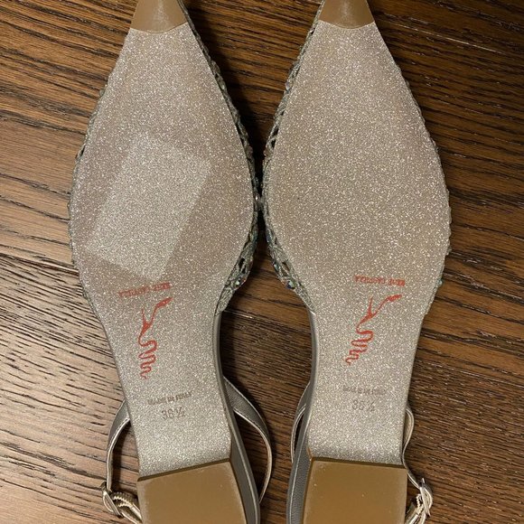 RENE CAOVILLA SILVER CRYSTAL STONES SOPHIA FLATS Size 8.5 - Picture 3 of 5